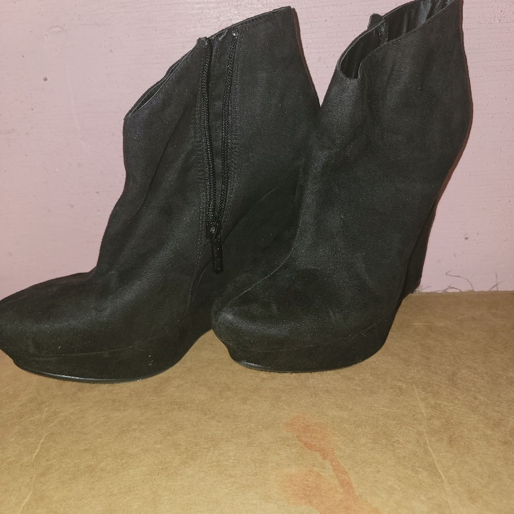 Suede wedge booties